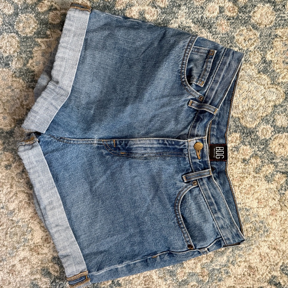 BDG Blue Denim Mom High-Rise Shorts